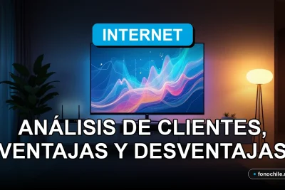 Análisis de opiniones de clientes sobre servicios de internet en 2026 mostrando gráficos abstractos en una pantalla.