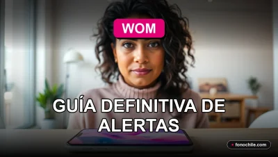 Guía de configuración de notificaciones y alertas de la compañía de telecomunicaciones WOM en un smartphone moderno.