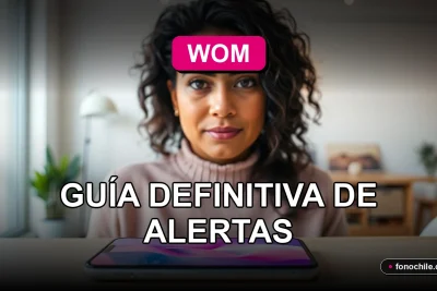 Guía de configuración de notificaciones y alertas de la compañía de telecomunicaciones WOM en un smartphone moderno.