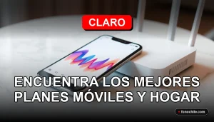 Planes móviles y de internet hogar Claro 2026 con gráficos abstractos en pantallas.