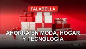 Ofertas Falabella 2026 en moda, hogar y tecnología sobre fondo rojo vibrante.