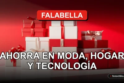 Ofertas Falabella 2026 en moda, hogar y tecnología sobre fondo rojo vibrante.