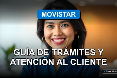 Una mujer latina sonriente, representando el servicio de atención al cliente de Movistar, en un entorno profesional y moderno.