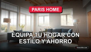 Ofertas de muebles y decoración para el hogar en una sala de estar moderna y luminosa.