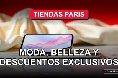 Ofertas de moda y belleza en Tiendas Paris 2026 con descuentos exclusivos sobre fondo rojo vibrante.