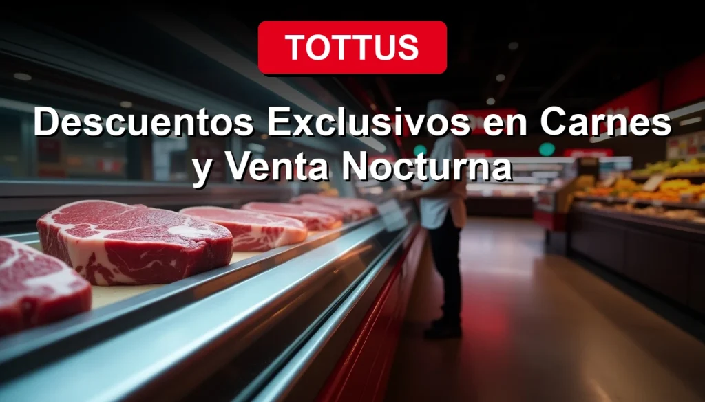 Ofertas Tottus 2026 en carnes frescas y venta nocturna con descuentos exclusivos en supermercado.