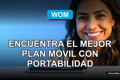 Mujer hispana sonriente con teléfono móvil, representando el servicio de portabilidad de WOM.