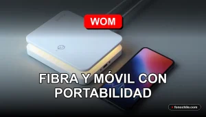 Ofertas de fibra óptica y móvil con portabilidad de WOM para 2026 en una mesa de trabajo moderna.