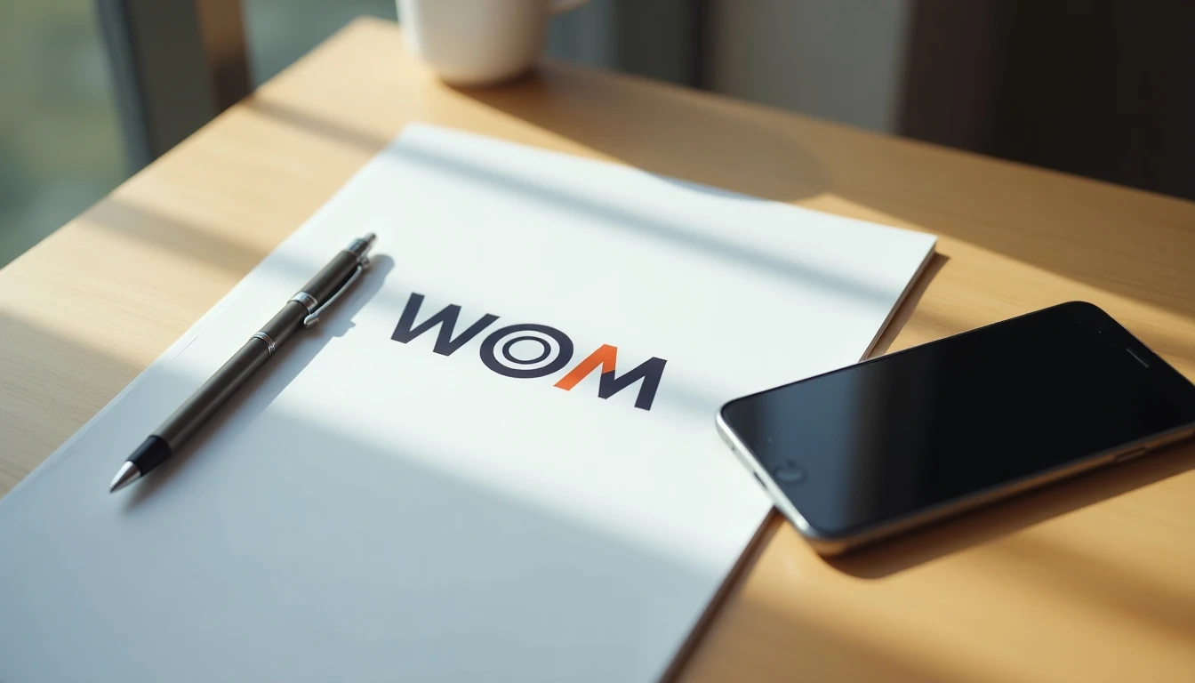 Información de contacto y sucursales de WOM en Concepción sobre una mesa.