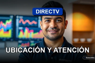 Oficinas de atención al cliente de DIRECTV en Santiago, Chile, con representante de servicio.