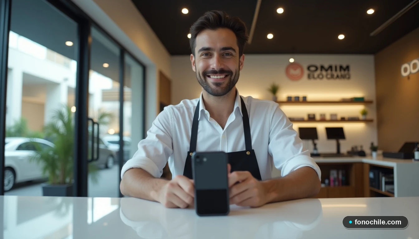 Ejecutivo de WOM atendiendo en el mostrador de una sucursal en Las Condes