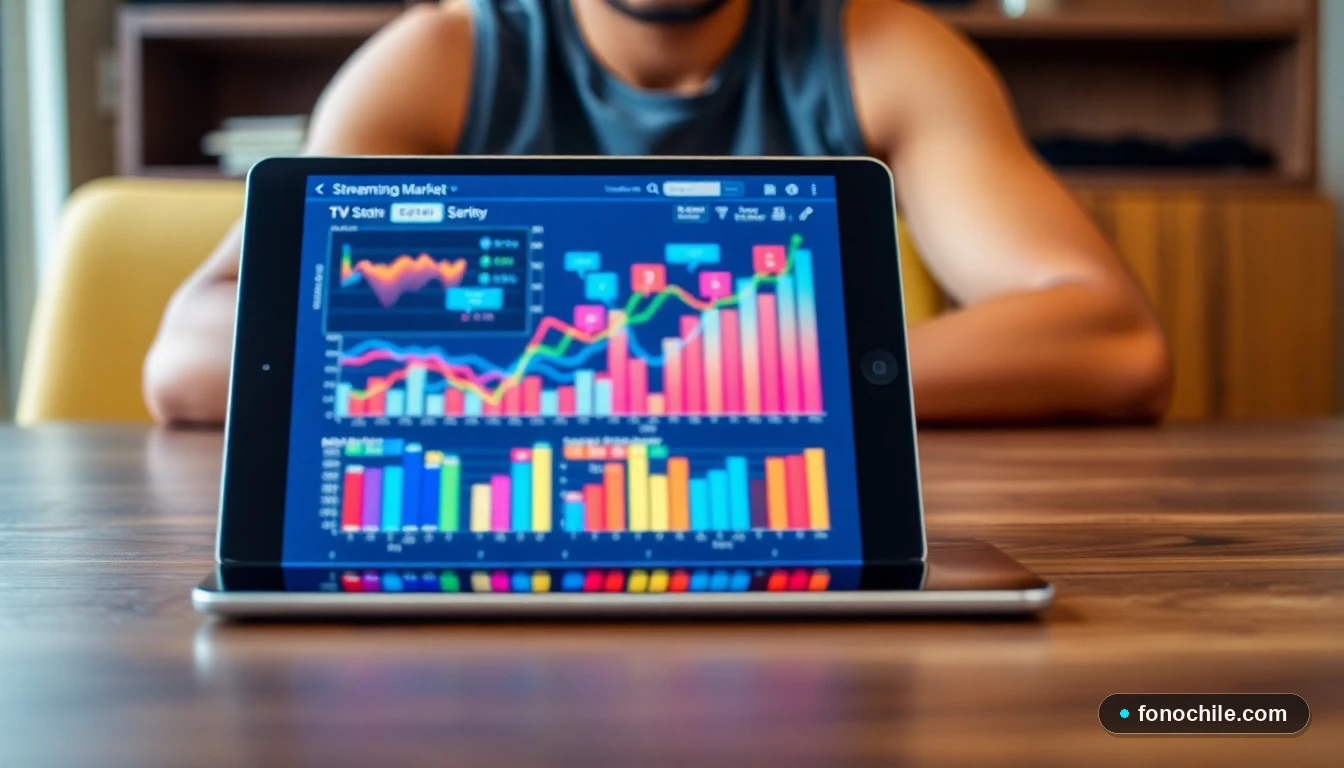 Gráficos abstractos de tendencias del mercado de televisión y streaming en Chile para análisis comparativo.