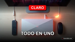 Paquete de servicios Claro Fibra, TV y Telefonía 2026 en una mesa de trabajo moderna.