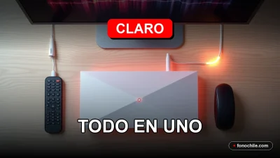 Paquete de servicios Claro Fibra, TV y Telefonía 2026 en una mesa de trabajo moderna.