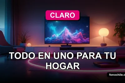 Paquete de servicios Claro Fibra, TV y Telefonía 2026 en un hogar moderno y minimalista.