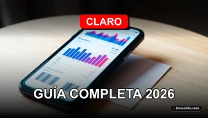 Un teléfono inteligente moderno con una pantalla que muestra gráficos abstractos de colores, descansando sobre una mesa limpia junto a un documento con un código de barras visible.