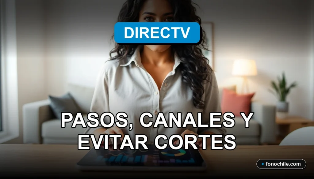 Cliente revisando su estado de cuenta y opciones de pago de DIRECTV en una tablet, evitando cortes del servicio.