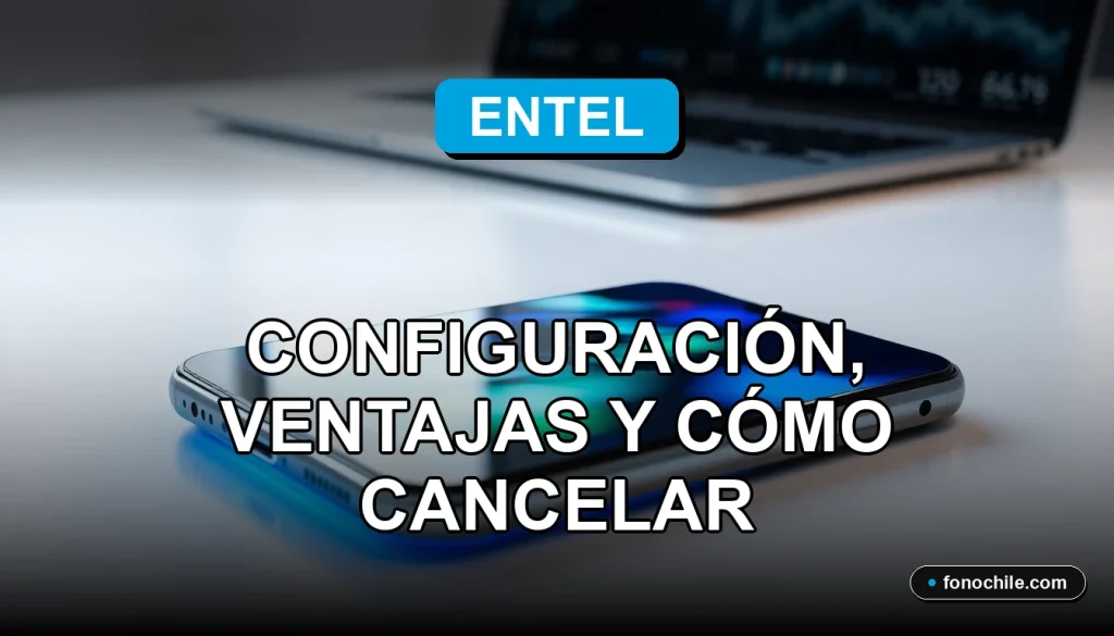 Configuración del pago automático de Entel en un teléfono inteligente moderno sobre un escritorio minimalista.