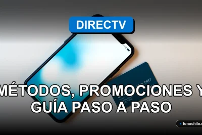 Una tarjeta de crédito moderna y un smartphone sobre un escritorio de madera, mostrando métodos de pago para DIRECTV en Chile.