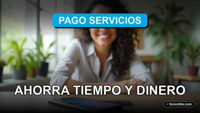 Una mujer latina sonríe con confianza mientras un teléfono inteligente y una tarjeta de crédito descansan sobre un escritorio moderno, con gráficos abstractos en la pantalla.