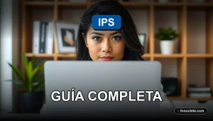 Una mujer revisando información sobre pensiones alimenticias en el sitio web del IPS Chile en una laptop.