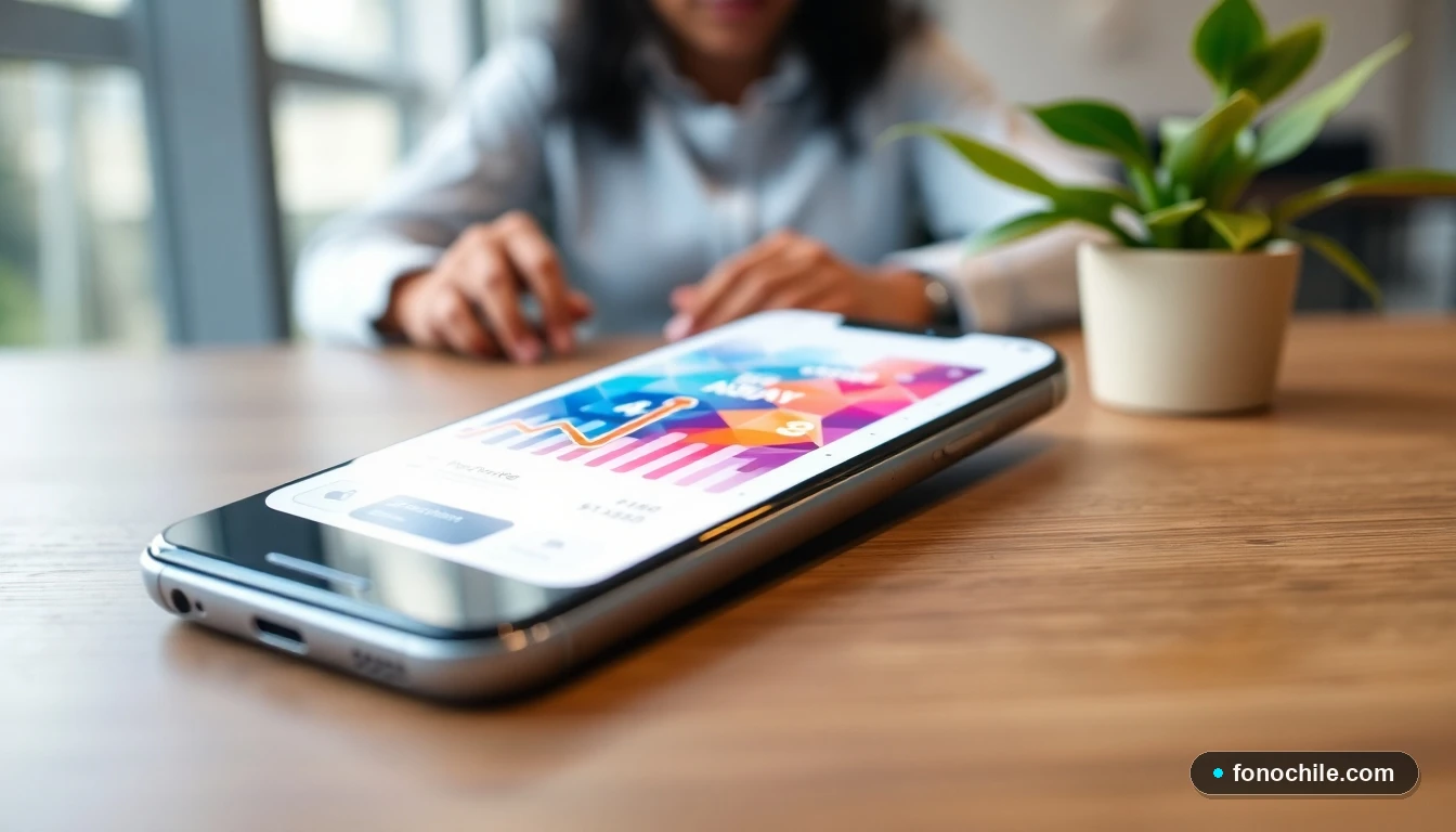 Smartphone mostrando gráfico abstracto de verificación de permiso de circulación en Chile