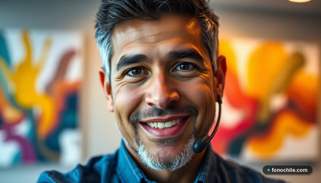 Primer plano de un gerente de servicio al cliente de PizzaPizza, ofreciendo una atención amable y experta.