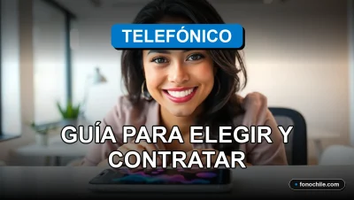 Una persona revisando opciones de planes telefónicos en una pantalla con gráficos abstractos.