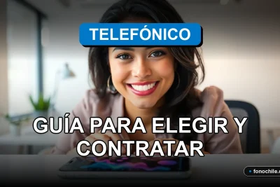 Una persona revisando opciones de planes telefónicos en una pantalla con gráficos abstractos.