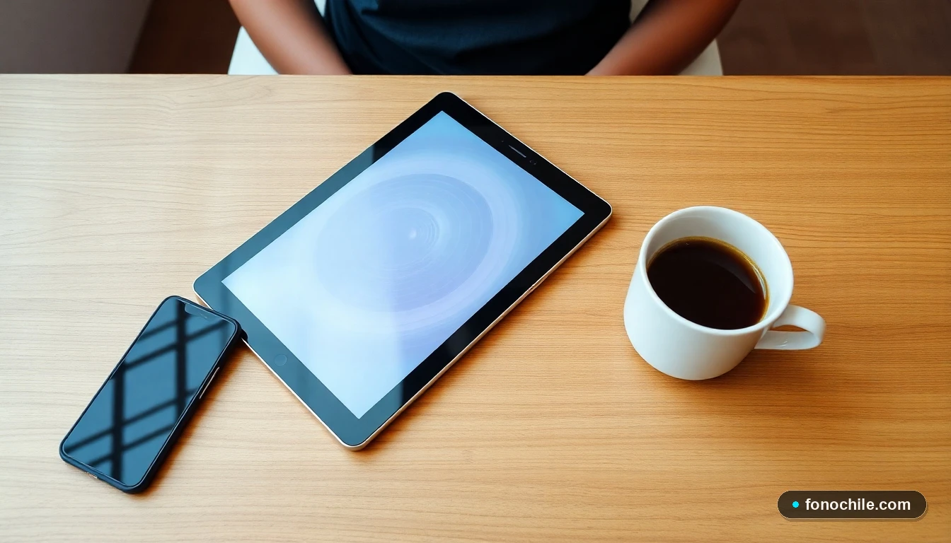 Dispositivos móviles mostrando gráficos abstractos de conectividad y señal de red en un entorno doméstico moderno.