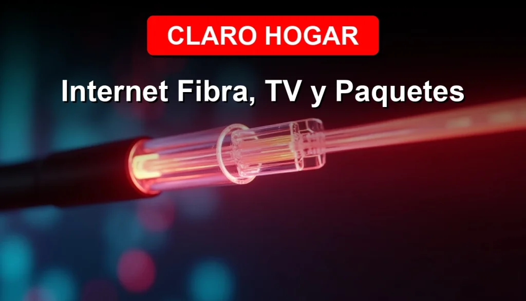 Paquete de servicios Claro Hogar con Internet Fibra Óptica y Televisión en 2026, mostrando velocidad y entretenimiento.