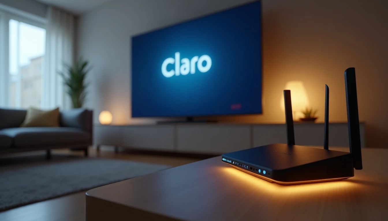 Equipo y entretenimiento con servicios Claro Hogar en un living moderno