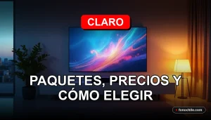 Paquetes de TV Hogar Claro 2026 mostrados en una elegante sala de estar moderna con pantalla de televisor mostrando gráficos abstractos.