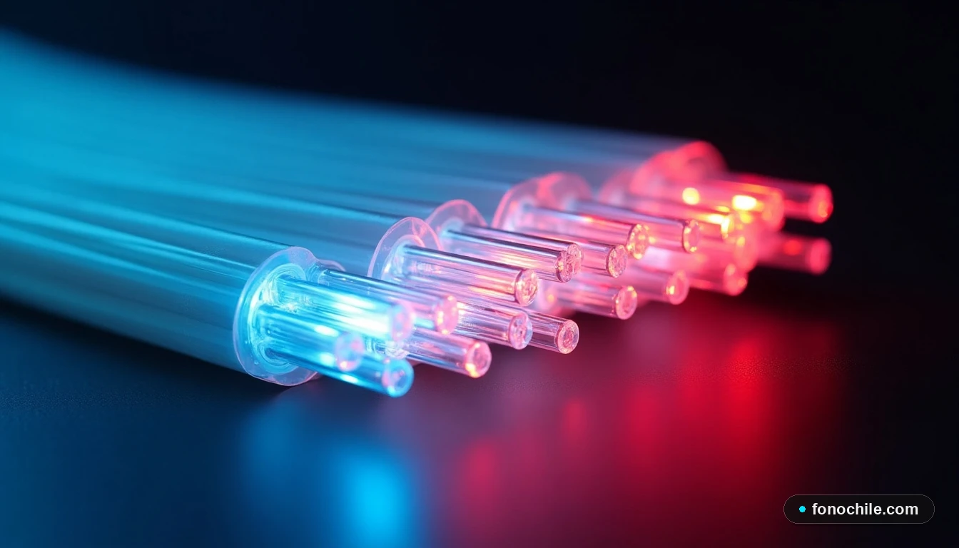 Detalle técnico de cables de fibra óptica Claro - Pulso de luz y tecnología de transmisión de datos