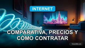 Comparativa de planes de fibra óptica 2026 con gráficos de velocidad abstractos en una pantalla.