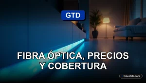 Planes de fibra óptica GTD 2026 con cobertura nacional, mostrando un cable de fibra óptica brillante en un entorno moderno.
