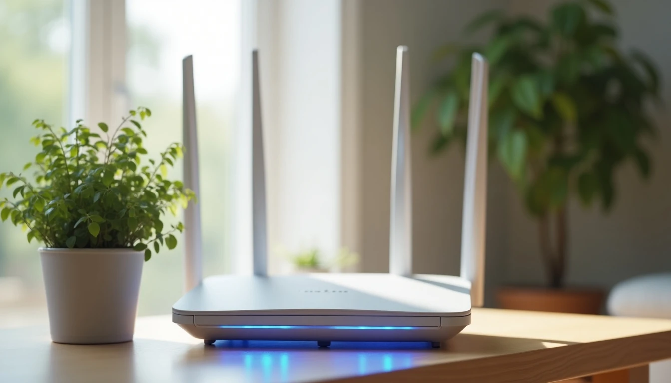 Módem inalámbrico Entel moderno en un hogar, conexión WiFi estable