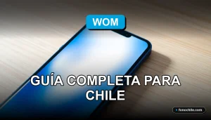 Guía de planes de telefonía móvil WOM 2026 en Chile mostrando un teléfono inteligente moderno sobre una mesa de trabajo.