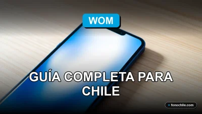 Guía de planes de telefonía móvil WOM 2026 en Chile mostrando un teléfono inteligente moderno sobre una mesa de trabajo.