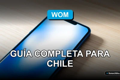 Guía de planes de telefonía móvil WOM 2026 en Chile mostrando un teléfono inteligente moderno sobre una mesa de trabajo.