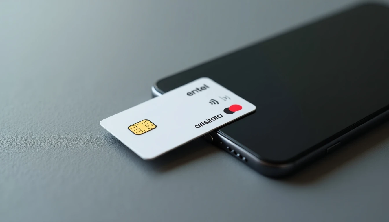 SIM card y smartphone con logo Entel para planes móviles