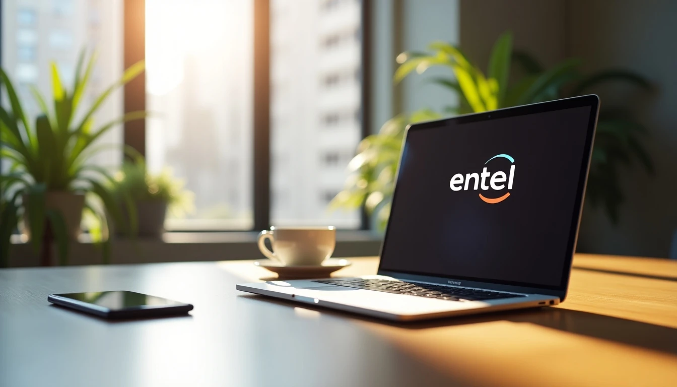 Soluciones de conectividad Entel para empresas modernas en Chile - oficina con laptop y teléfono