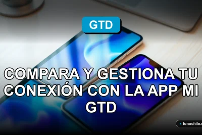 Una aplicación móvil en una pantalla mostrando gráficos abstractos de colores, sobre un escritorio moderno con un teléfono inteligente y una tablet.