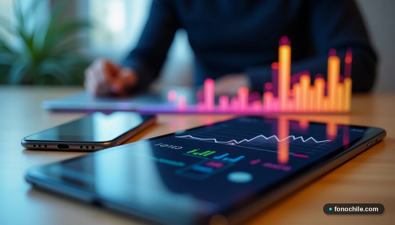 Gráfico abstracto de tendencias de velocidad de internet y consumo de datos para planes hogar en Chile 2026