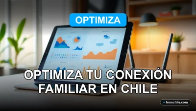 Planes de Internet Hogar 2026 en Chile para una familia conectada con gráficos de velocidad en una tablet.