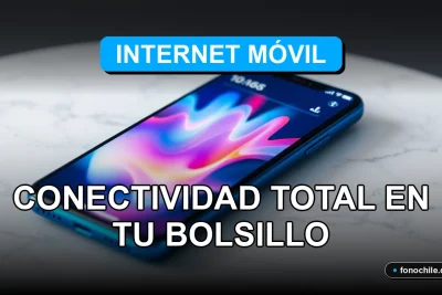 Plan de Internet Móvil 2026 en Chile, smartphone mostrando conectividad total en una mesa moderna.