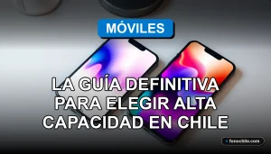 Planes de alta capacidad de datos móviles para smartphones en Chile 2026, mostrando gráficos abstractos en pantalla.