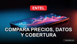 Planes móviles Entel 2026 con gráficos de datos abstractos en una pantalla.