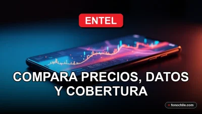 Planes móviles Entel 2026 con gráficos de datos abstractos en una pantalla.