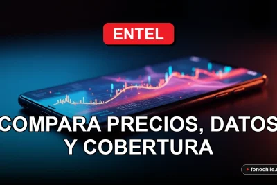 Planes móviles Entel 2026 con gráficos de datos abstractos en una pantalla.